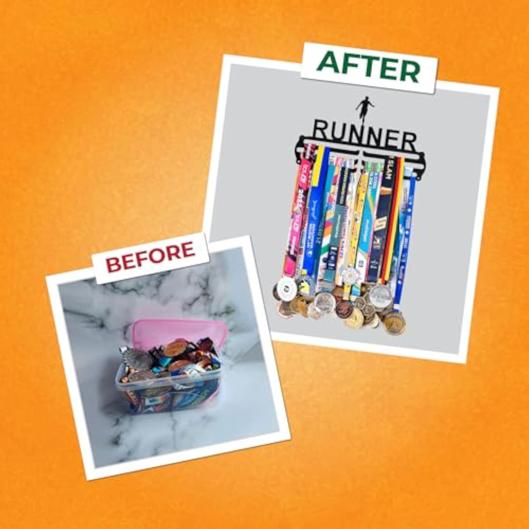 Runner Holder Metal Wall Display for 60 Medals